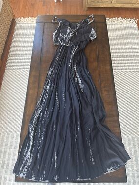 Fun & Flirt Black and White Tie-Dye Maxi Dress
